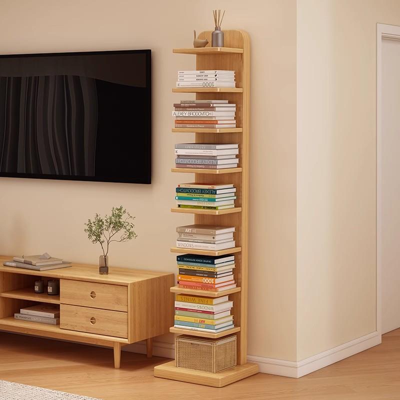 全实木书架小型多层超窄收纳卧室床边夹缝小柜子现代简易置物架