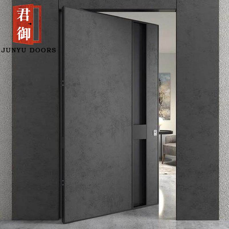 铸铝不锈钢深灰岩板偏轴旋转中轴入户门欧美门超高超宽大带回弹缓