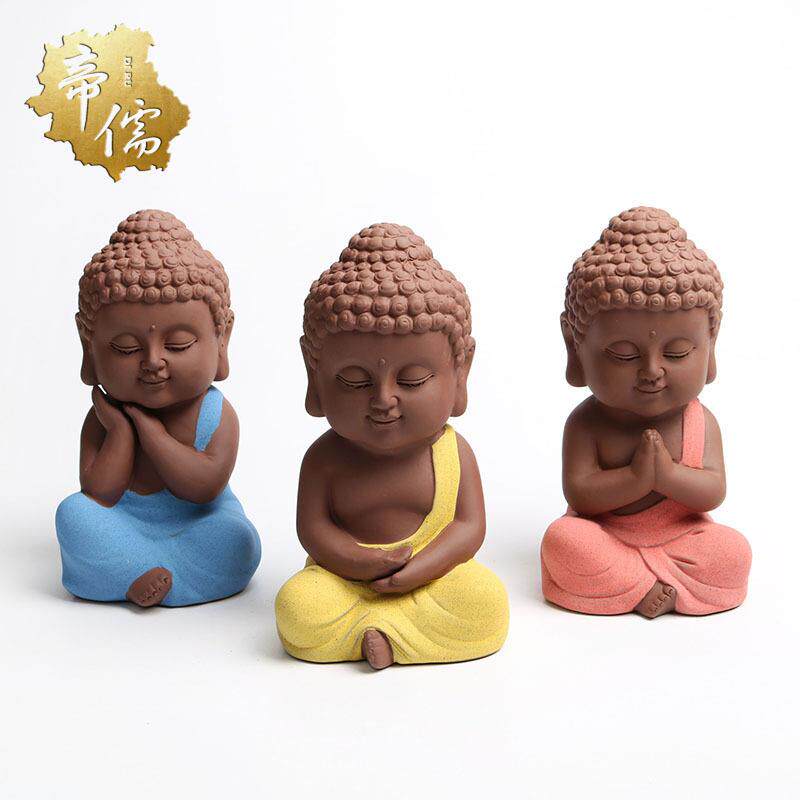 帝儒彩砂陶茶宠精品紫砂释迦如来佛祖茶宠创意摆件工艺品吉祥物
