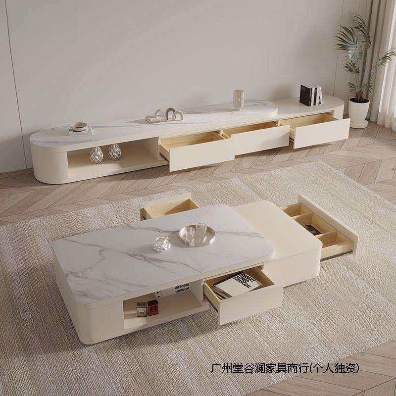 奶油风伸缩岩板茶几电视柜组合网红款边几客厅家用现代简约小户型,玩具/童车/益智/积木/模型,其它,淘宝优惠券,粉丝福利购,淘宝优惠卷