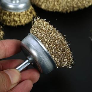 碗型T型打磨头钢丝笔形磨头除锈刷抛光轮电动打磨工具 带柄钢丝刷