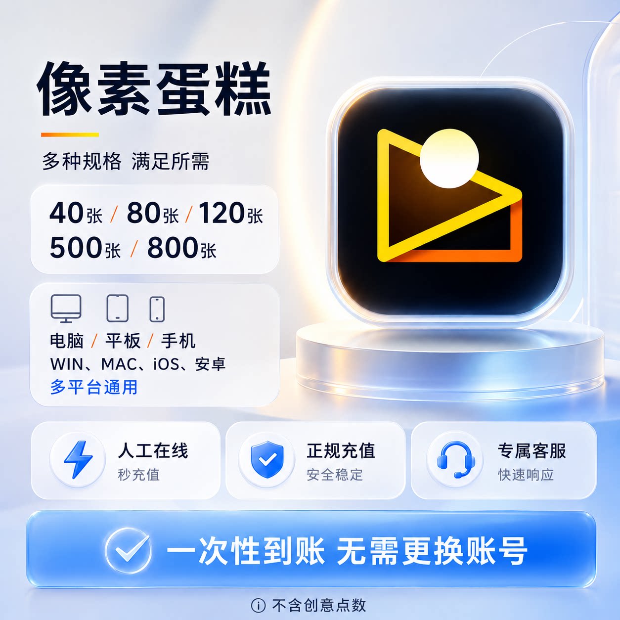 像素蛋糕导出张数充值40/80/120张AI修图