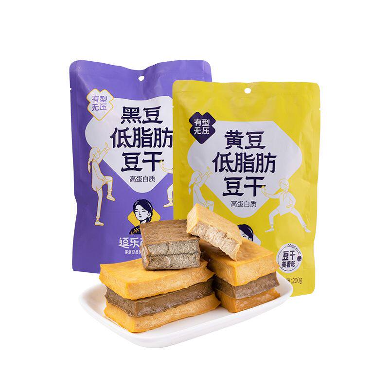 逗乐西施黄豆黑豆客派豆干低脂肪速食独立包装客家休闲零食豆腐干