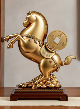 创意唐马生肖马上有钱办公室摆件家居玄关装饰品高档开业乔迁礼物