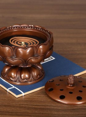 紫铜香炉莲花炉檀香炉熏香炉A盘香炉茶室茶道中式客厅装饰品