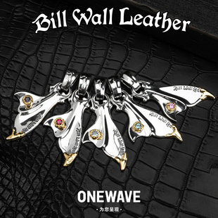 BWL纯银项链情侣 BillWallLeather中号鲸鱼尾双鎏金宝石吊坠