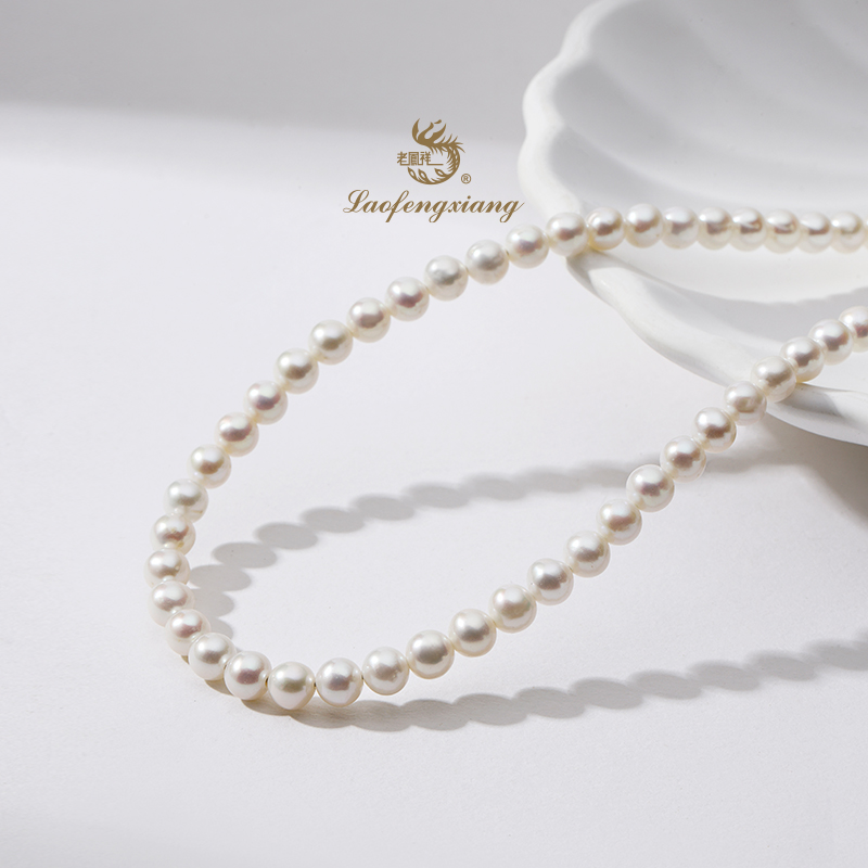 老凤祥925银珍珠项链小米珠项链