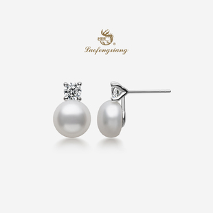 老凤祥官方925银王妃珍珠耳钉戴妃新款 珠宝圣诞礼物 耳饰正品