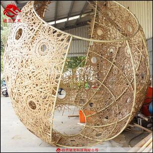 竹编灯光艺术小屋装置景区公园景观竹艺美陈异形造型雕塑定做厂家