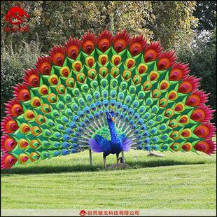 孔雀开屏彩灯造型花灯动物元宵灯会展览制作春节立体灯笼来图定制
