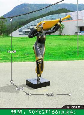 玻璃钢抽象音乐人物雕塑售楼处酒店小区乐队摆件户外商场提琴装饰