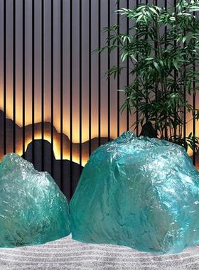 售楼部大厅玄关透明树脂石头雕塑景观假山落地摆件别墅庭院装饰品