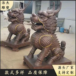 大型铸铜麒麟雕塑房地产酒店门口黄铜动物雕塑庭院麒麟雕塑厂家