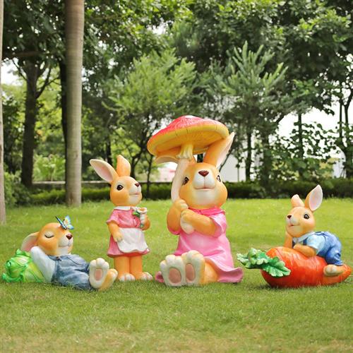 兔子摆件玻璃钢雕塑卡通小区落地户外园林景观小品幼儿园草坪动物