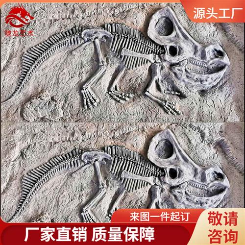 原角翼龙肿头龙迅猛龙化石块儿童沙坑考古发掘仿真恐龙玻璃钢化石