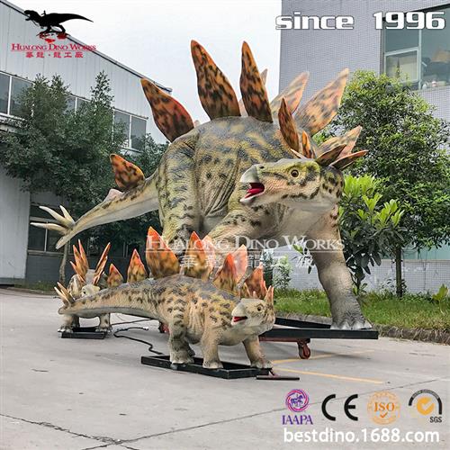 仿真剑龙母子模型摆件景区商场美陈引流自贡源头厂家定制生产