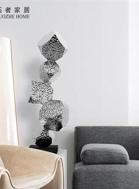 轻奢简约不锈钢落地雕塑酒店样板间现代客厅玄关装饰高端软装摆件