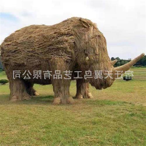 大型稻草人工艺品雕塑抗老化主题公园仿真动物造型稻草人工艺品