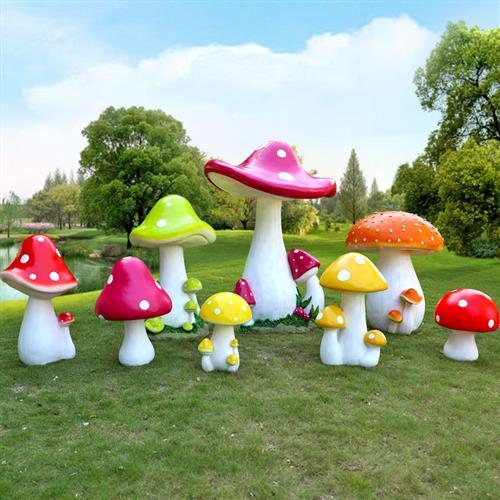 户外仿真蘑菇摆件玻璃钢雕塑园林景观小品幼儿园景区绿化草坪装饰