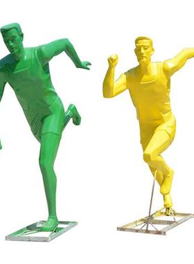 户外公园骑自行车玻璃钢体育篮球跑步踢足球运动人物雕塑儿童摆件
