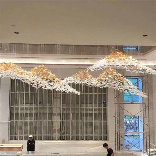 酒店泳池售楼部沙盘玻璃大吊灯来图非标定制灯饰别墅客厅轻奢吊灯