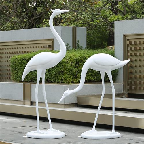 仿真鹤大摆件庭院玻璃钢丹顶鹤水池公园湿地园林景观仙鹤雕塑装饰