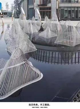 不锈钢假山摆件雕塑户外线形镂空线条装饰售楼处庭院水景景观直销
