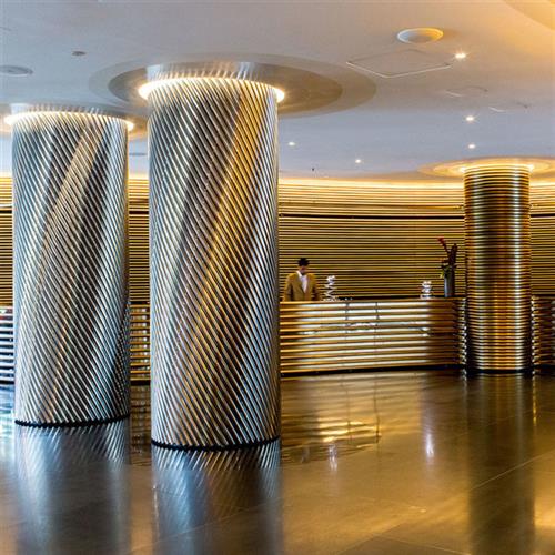 直供玻璃钢酒店大堂罗马柱商场会所机场不锈钢圆型柱子装饰工程