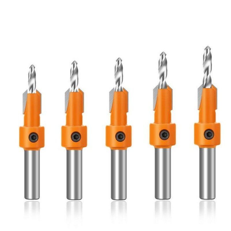 5pcs 8mm Shank Woodpworking Countersink Router Drill Bit Pil