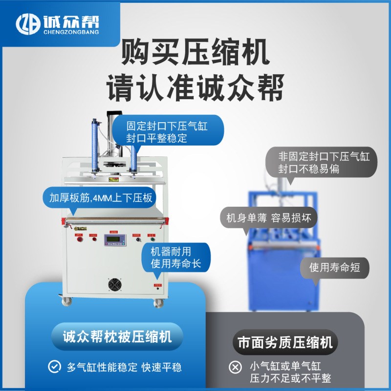 打包狗窝防护服棉被抱枕毛毯商用气动压缩M包装机封口机真空包装