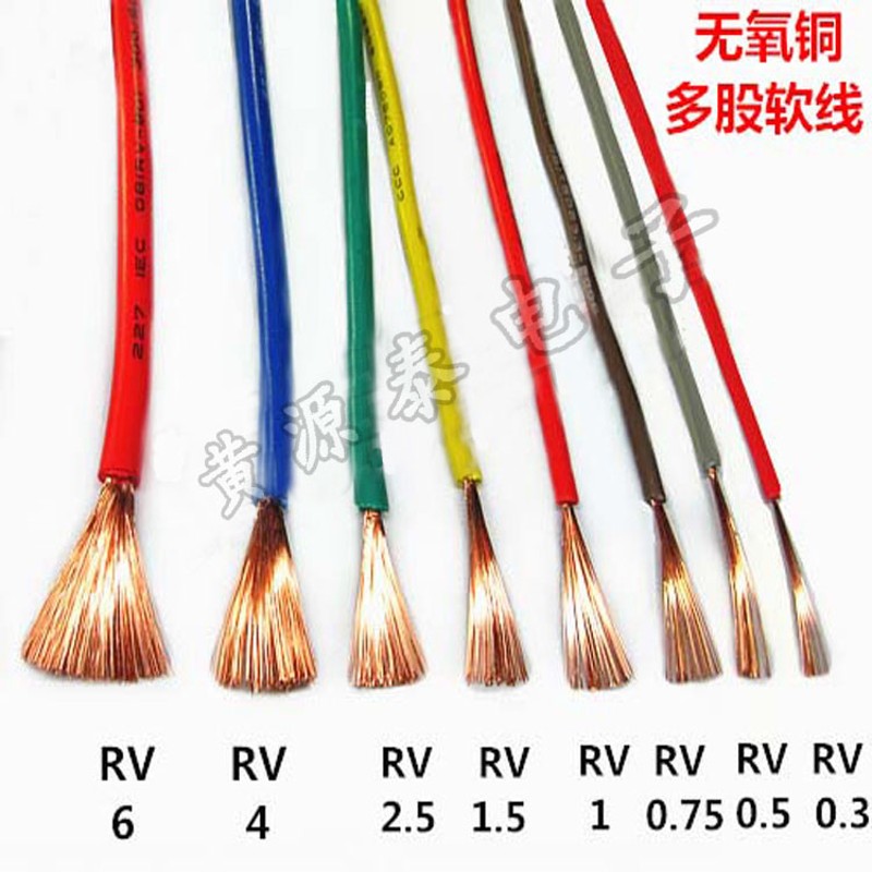 上海人民电线多股铜芯软线RV03/05/ 075 /1K/15 /25/4/6 平方