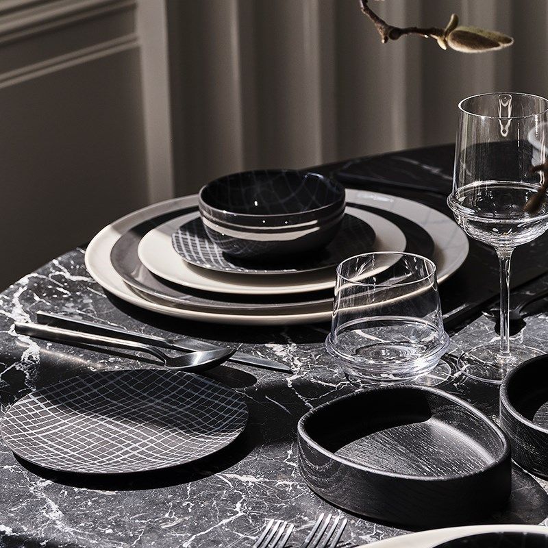 比利时Serax陶瓷西餐盘设计师C款家用创意格纹甜品盘子深盘椭圆盘