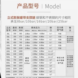 新款 304b不锈钢压力罐2L5L8L24L50L100L全自动变频水泵隔膜高压膨