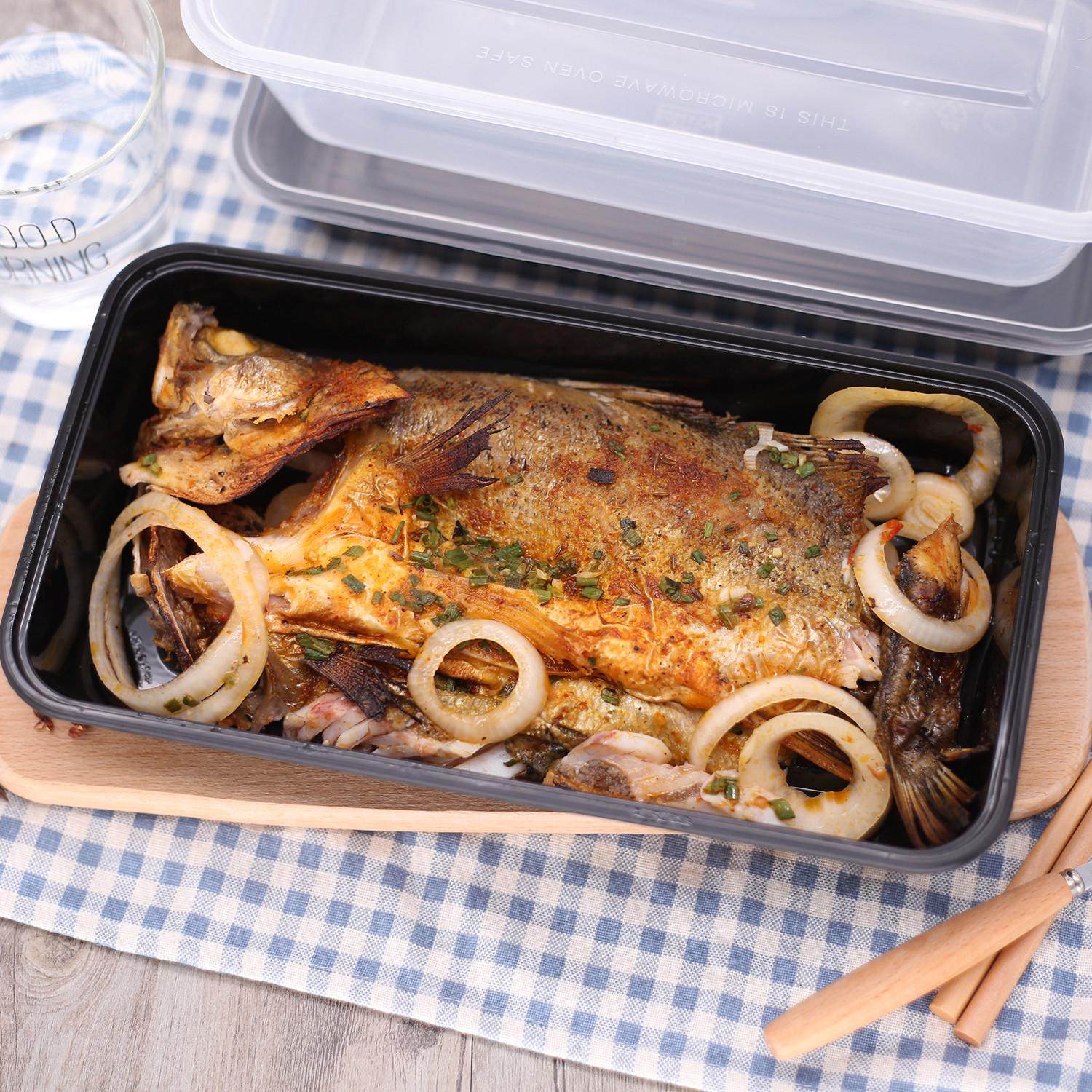 1350/2300ml烤鱼打包盒y一次性外卖烧烤鱼盆纸包鱼超大长方形餐