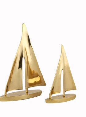 软装五金摆件欧式新中式船帆家K居黄铜工艺品装饰品
