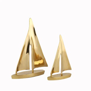软装五金摆件欧式新中式船帆家K居黄铜工艺品装饰品