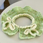 Lazy Pet韩国宠物A猫狗柔软温暖手工编织蝴蝶结荷叶边披肩