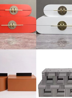 现代轻奢烤漆收纳盒摆件客厅卧室样板房家L居衣帽间首饰盒软装饰