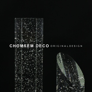 现代极简样板房间几何体水晶w气泡摆件轻奢软装 饰品售楼处家居摆