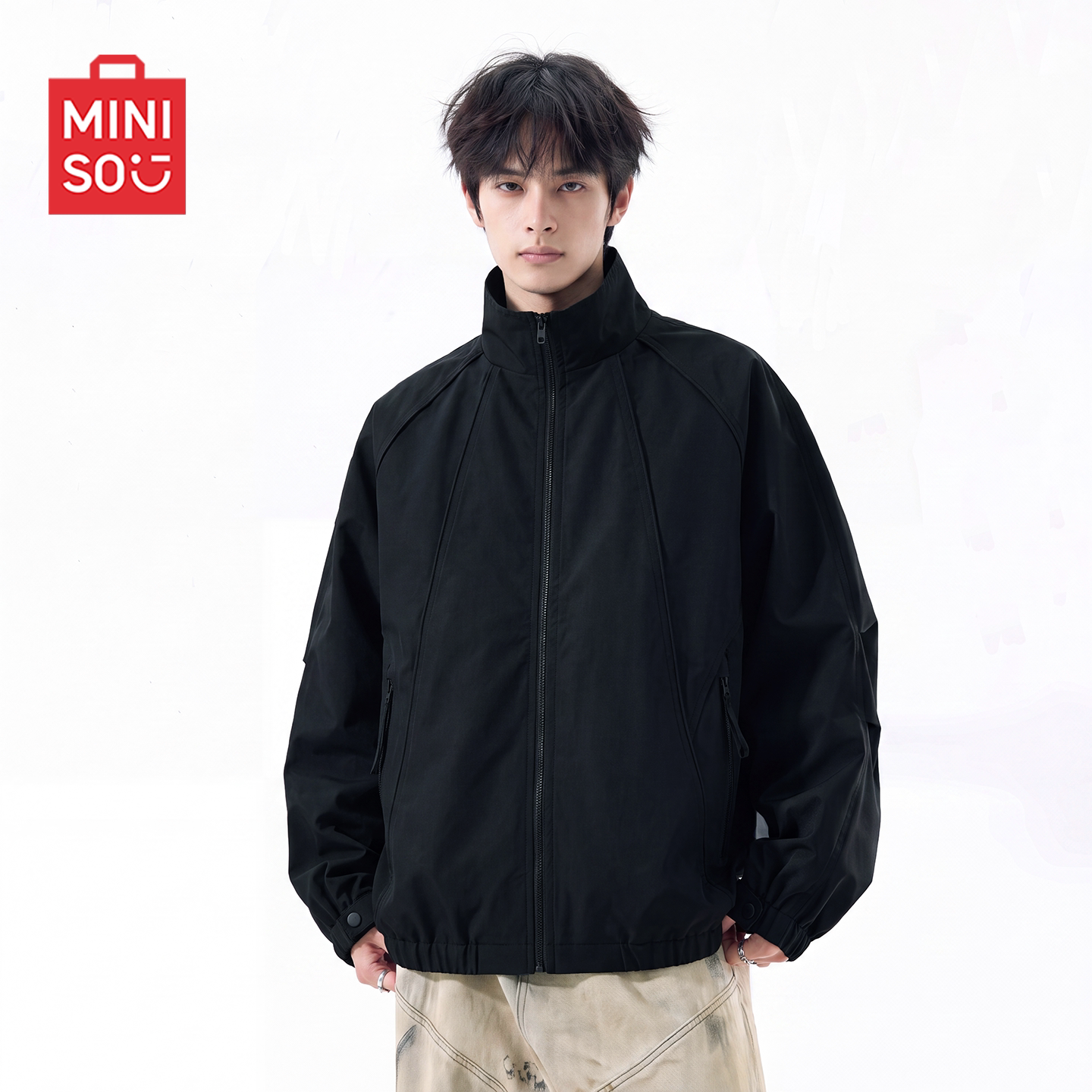 MINISO/名创优品户外运动夹克男款秋季百搭美式休闲痞帅立领外套Y