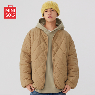 男款 休闲菱形格棉服内穿内胆棉袄冬季 名创优品棉衣男美式 MINISO