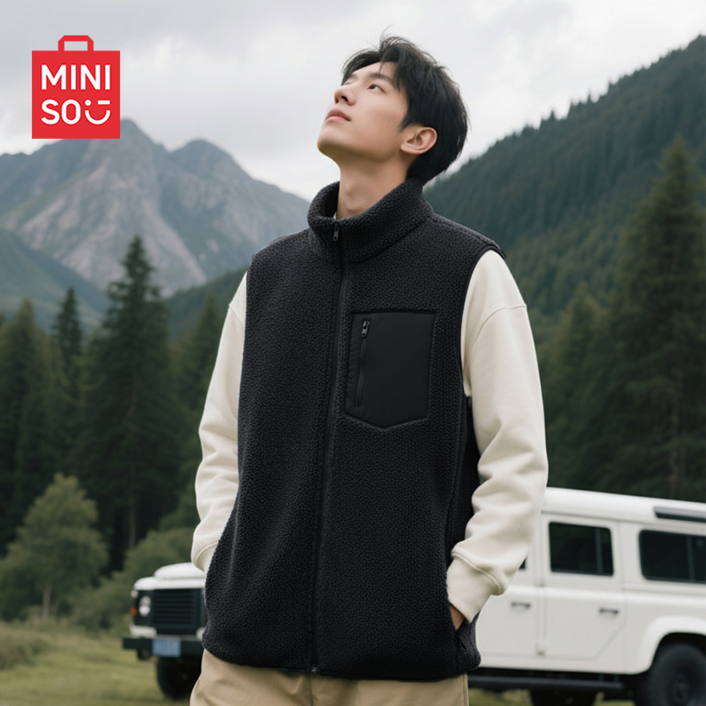 名创优品摇粒绒马甲男款冬季抓绒衣保暖加厚拉链冲锋衣内胆背心Y