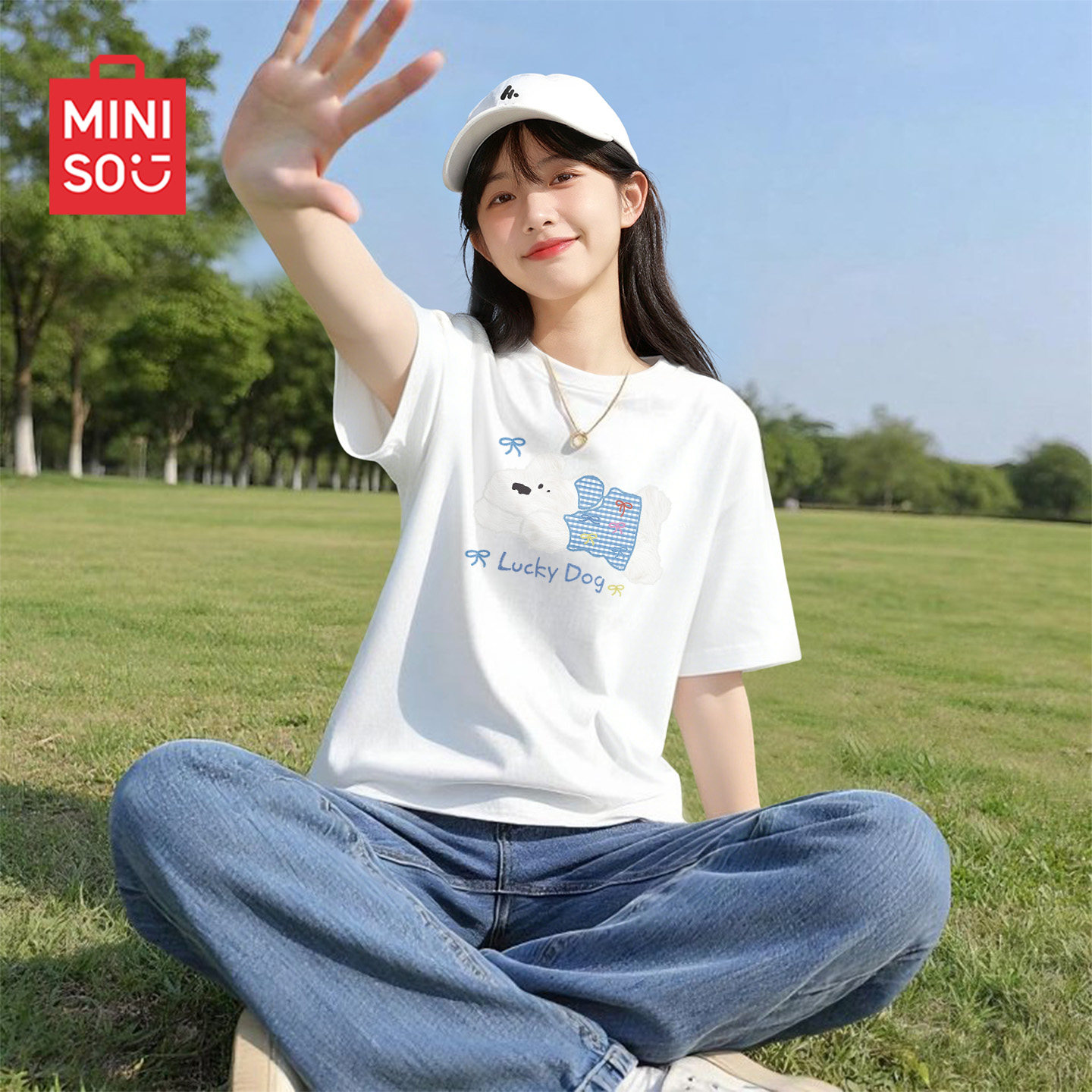 名创优品白色短袖t恤女2026新款纯棉透气体恤女生夏日漂亮小上衣D