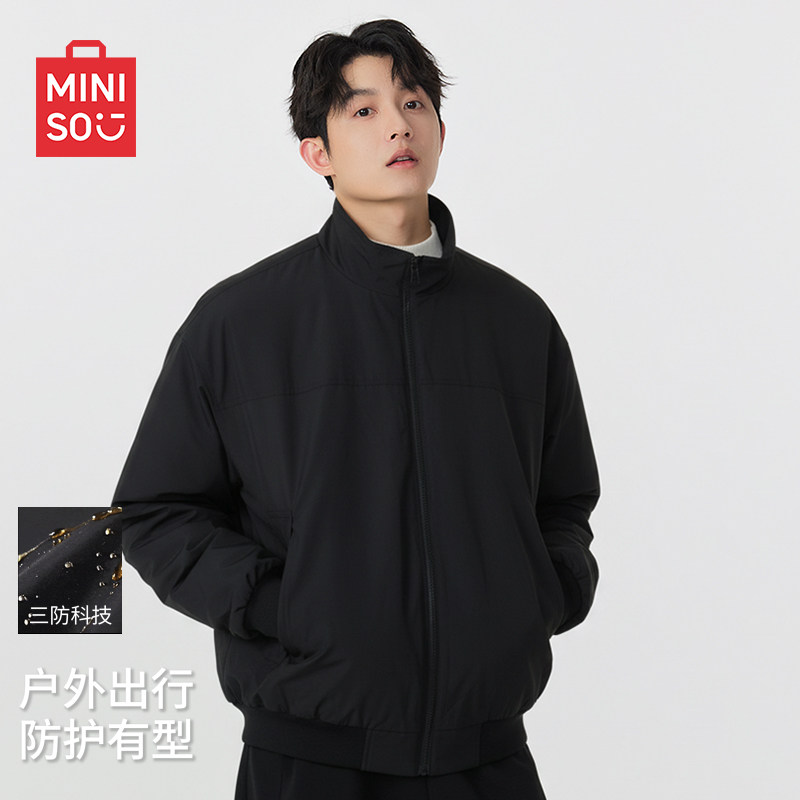 名创优品三防夹克棉服男款冬季保暖教练防风飞行员立领夹克外套Y