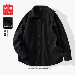 轻熟商务风设计感上衣灯芯绒加绒衬衫 MINISO 名创优品衬衣男春季
