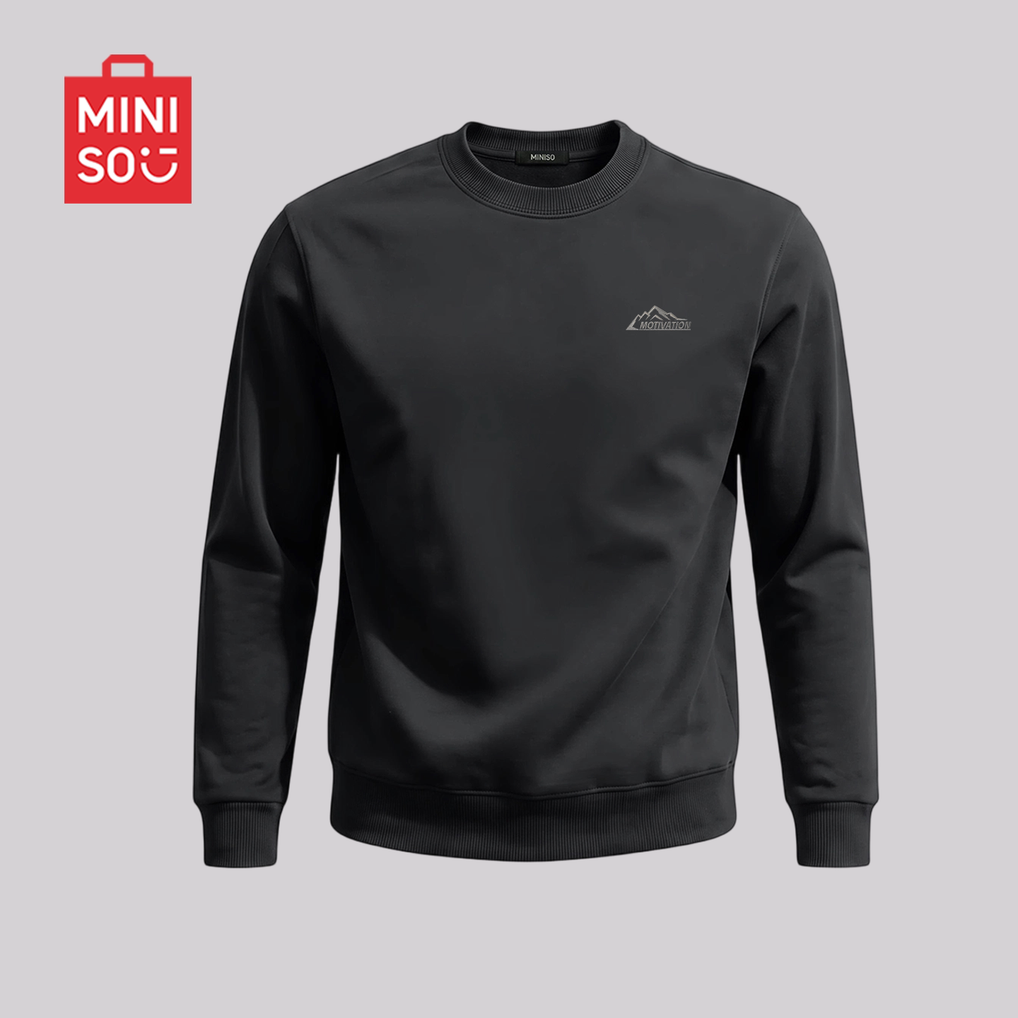 MINISO/名创优品潮牌字母印花圆领卫衣男生潮宽松百搭套头衫上衣Y