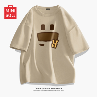 短袖 MINISO 日系复古男女同款 2026情侣装 名创优品小狗t恤男夏季