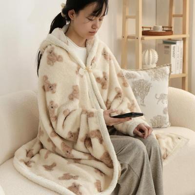 秋冬办公室披肩斗篷午睡毯子初中生高中生教室连帽子午休小毛毯
