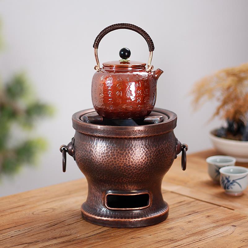 裕隆全纯手工单目纯紫铜壶加厚一张打烧水壶围炉煮茶器功夫茶炭炉