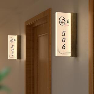 餐饮包厢双面发光门牌侧挂棋牌室会所门牌号定制灯牌KTV包间标牌